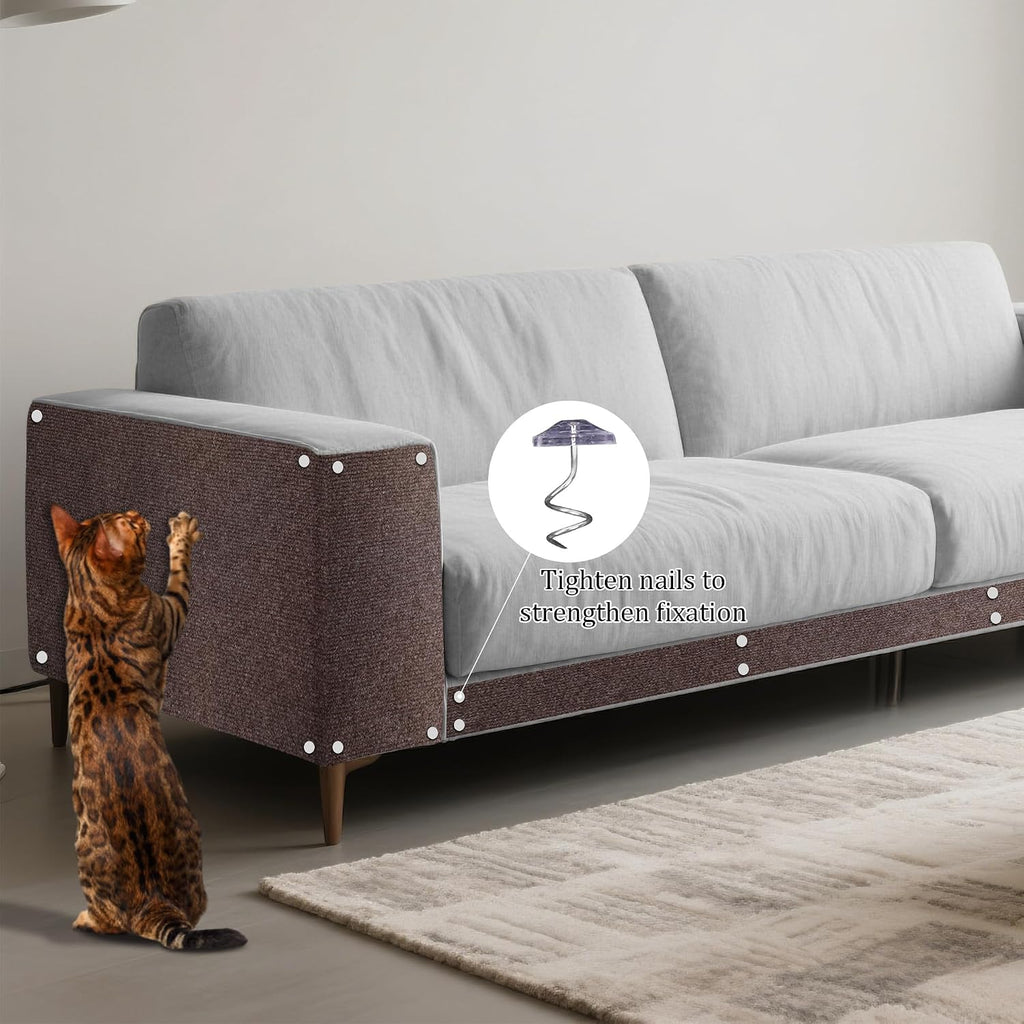 15.7'' x 39.3'' Cat Scratch Furniture Protector Adhesive Trimmable Cloth Couch Anti-Scratch Cover DIY Climb Couch Protector from Cat Claws, Covering Cat Tower, Replacement Pads，Brown