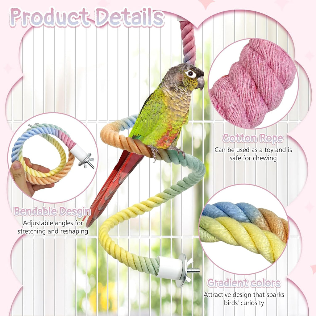 4 Pcs Bendable Bird Rope Perches Parrot Perch Rope Stand