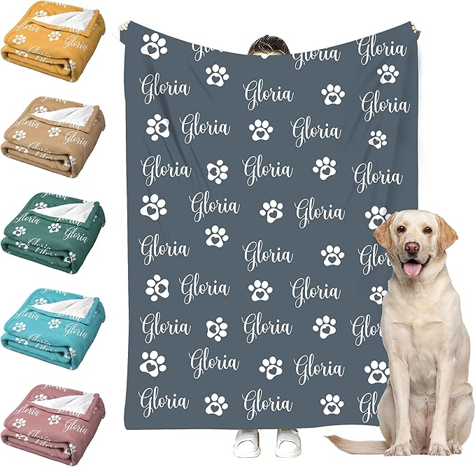 Personalized Paw Print Dog Blanket by Faroishta