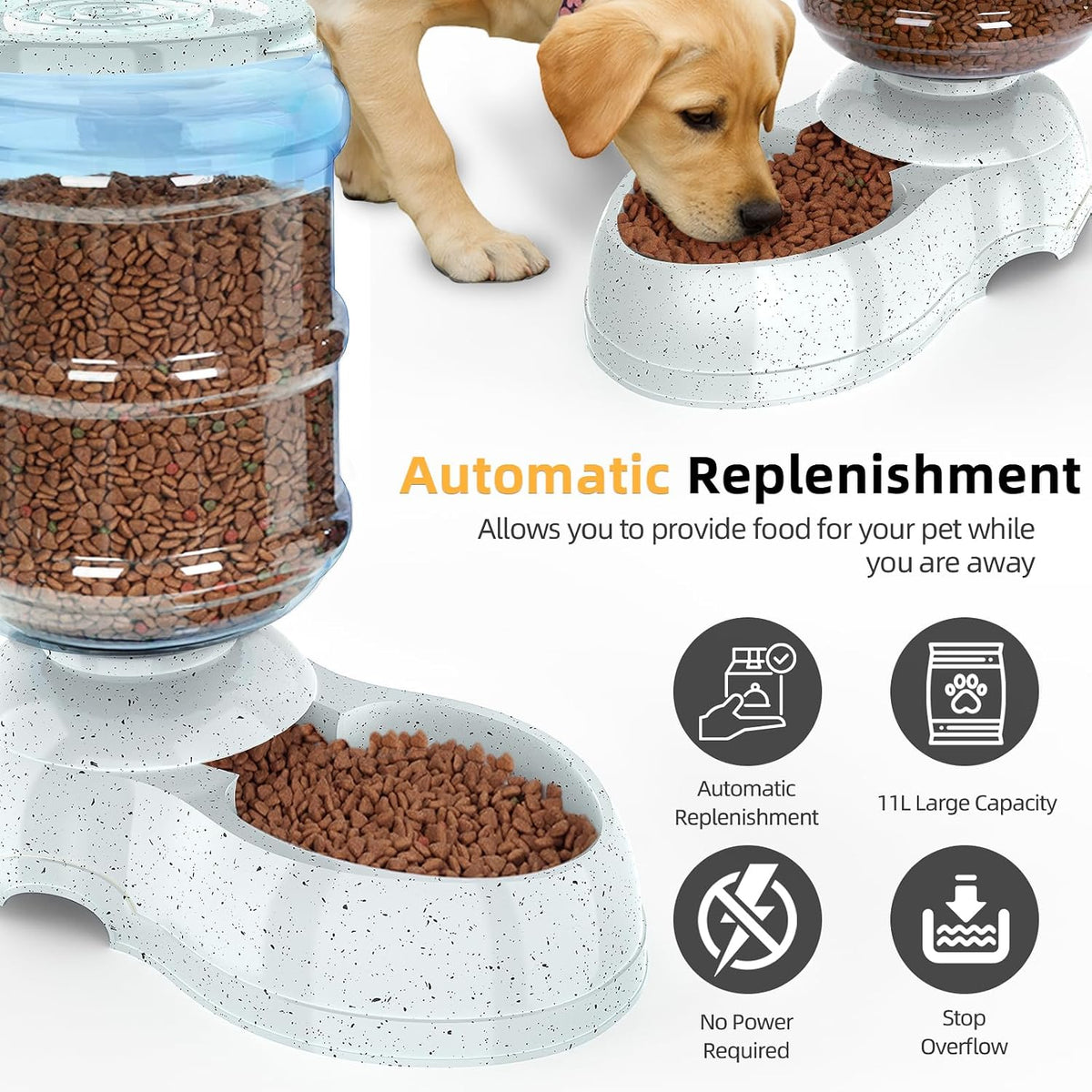 Kenond 11L Gravity Automatic Dog Feeder, Dog Food Dispenser for Large Breed