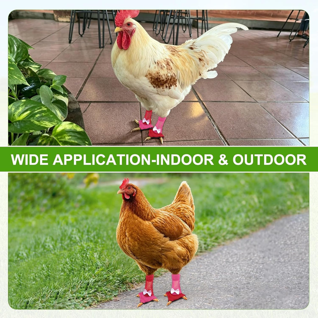 M METERXITY 1-Pack Chicken Shoes, Mesh Fabric Anti-Slip Chicken Feet Boots for Hens/Rooster Indoor Outdoor Use, Chicken Coop Sandals Shoes [Pink-red, Size L]