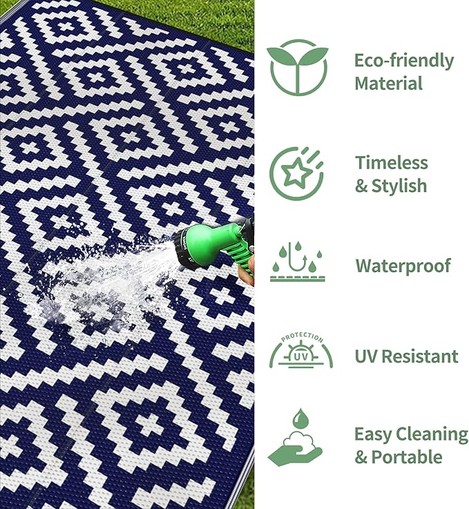 GENIMO Outdoor Rug for Patio Clearance, Reversible Plastic Camping Rugs - Image 5