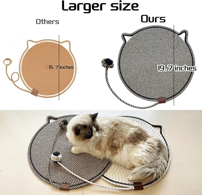 Cat Scratcher Mat Natural Cotton Rope Cat Scratching Pad, Large Size Scratching - Image 2