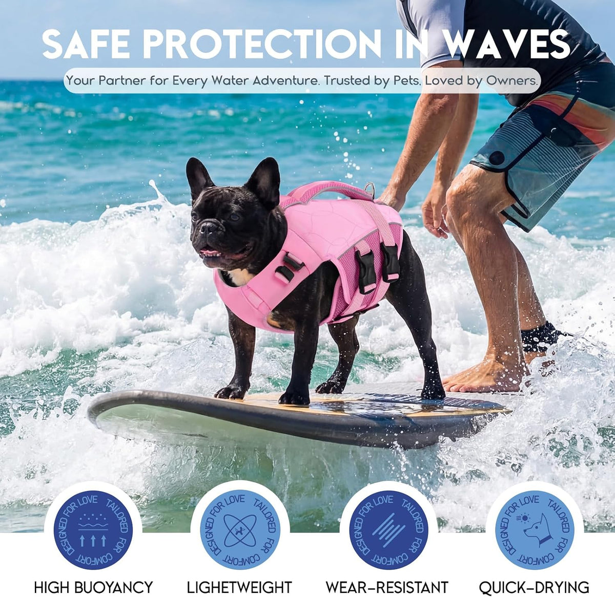 ASENKU Dog Life Jacket, High Floatation Dog Swimming Vest with Rescue Handles for Small Medium Large Dogs, Pet Safety Swimsuit Preserver for Pool Beach Boating (LightPink, 2XL)