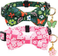 2 Pack Cotton Cat Collar with Bow Tie and Bell by Gelwoo
