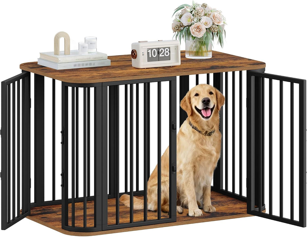 Hzuaneri 39.4 in L Dog Crate Furniture, Wooden Dog Kennel Indoor Dogs Cage