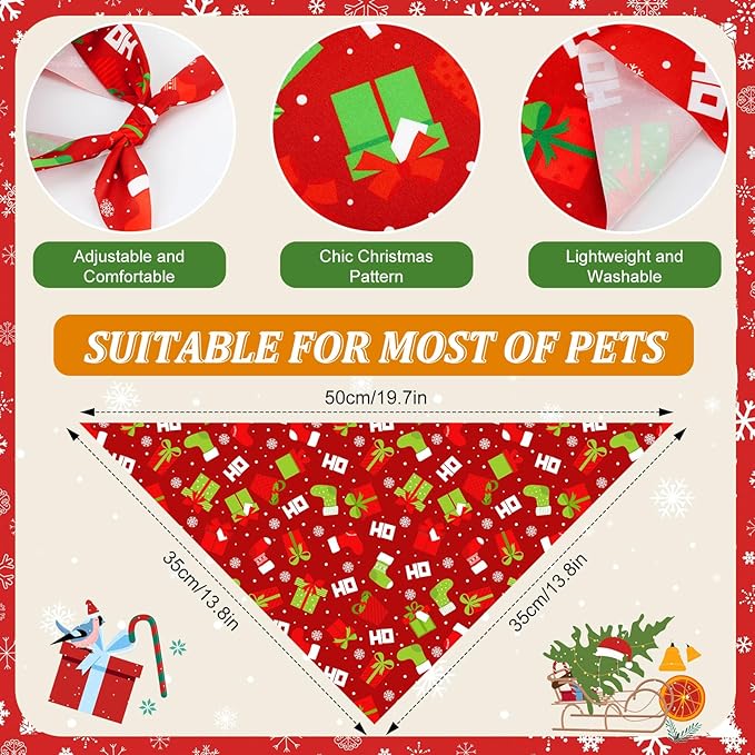 Abbylike 50 Pieces Christmas Dog Bandanas Bulk Xmas Bandanas - Image 3