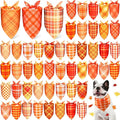 Abbylike 50 Pcs Orange Plaid Dog Bandanas Bulk Check Pattern Bandanas by Abbylike