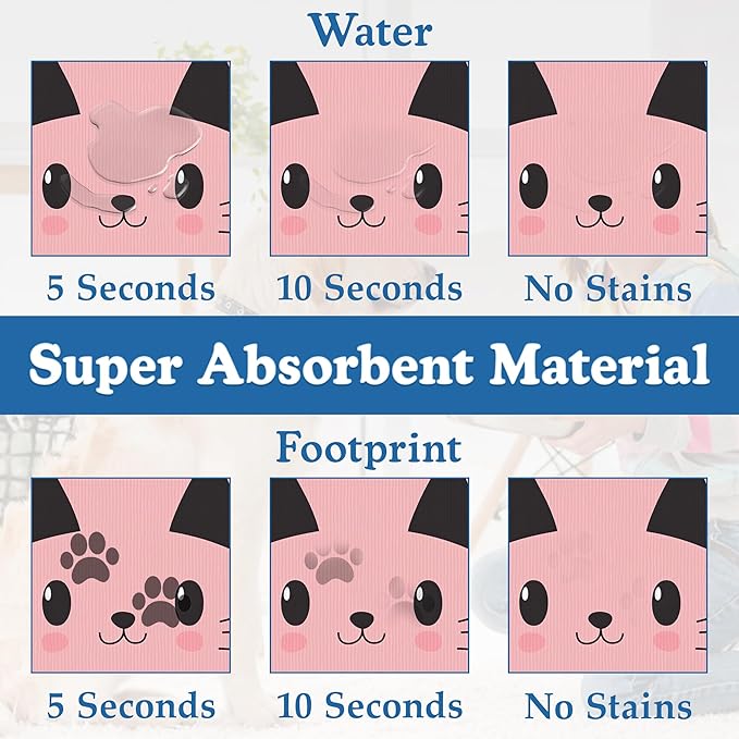 Pink Cat Dog Food Mat–Christmas Stocking Absorbent Quick Dry Feeding Placemat - Image 3