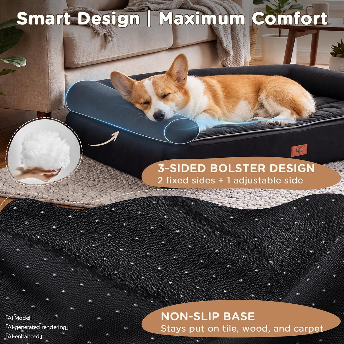 GTPLAYER Dog Bed, Egg-Crate Foam Pressure Relief with Waterproof Washable Pet Bed 29.5" with 2-in-1 Cooling/Warming Pad, Non-Slip Bottom, Detachable Pillows, Ideal for All Dogs