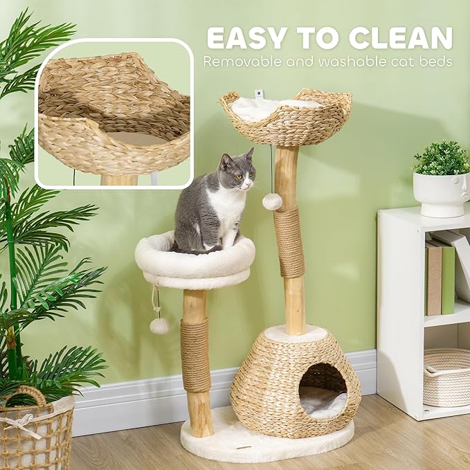 PawHut Cat Tree for Indoor Cats, Luxury Condo, Beds & Toby Balls, Kitten - Image 5
