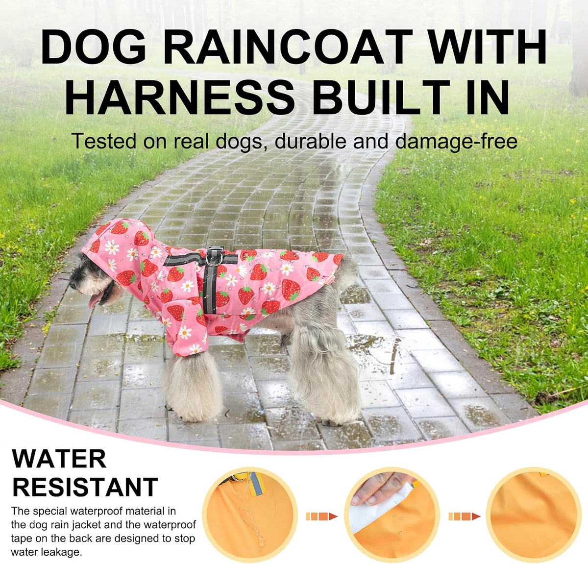 BEAUTYZOO Dog Raincoats for Medium Dogs, Waterproof Rain Jacket with Hood