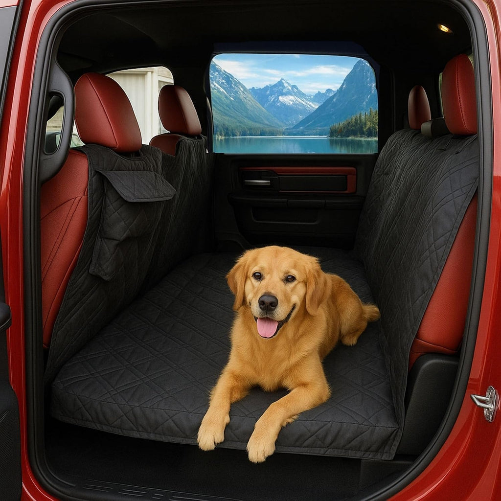 Formosa Covers Deluxe Full-Size Truck Crew Cab Dog Seat Cover – Water-Resistant, Anchor-Secured Back Seat & Floor Protector – Fits F-150, Ram 1500, Silverado, Tundra CrewMax – XL 62″ × 94″, Black