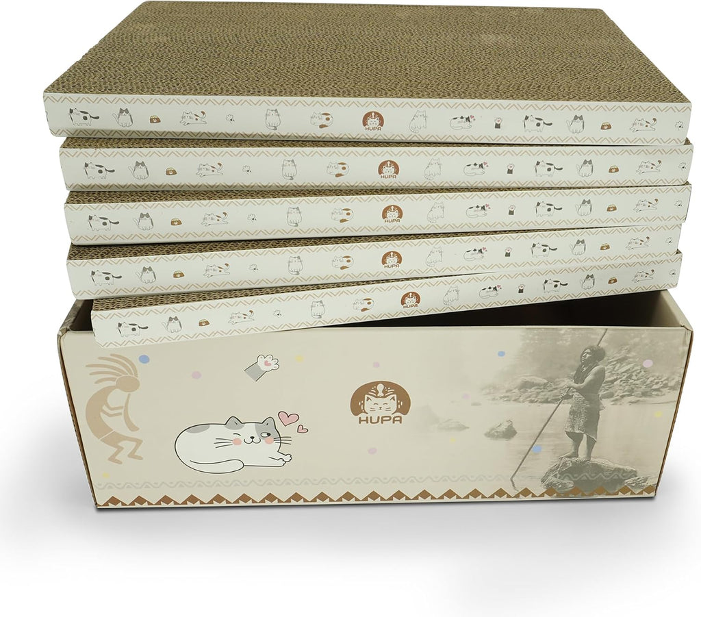 5 Pack Cat Scratching Boards | Reversible Cardboard Cat Scratcher with Catnip | Corrugated Cardboard cat Scratcher | Indoor Cat Scratch Pad | Durable Cat Scratcher Box | 16.34" L x 11.42" W x 5.51" H