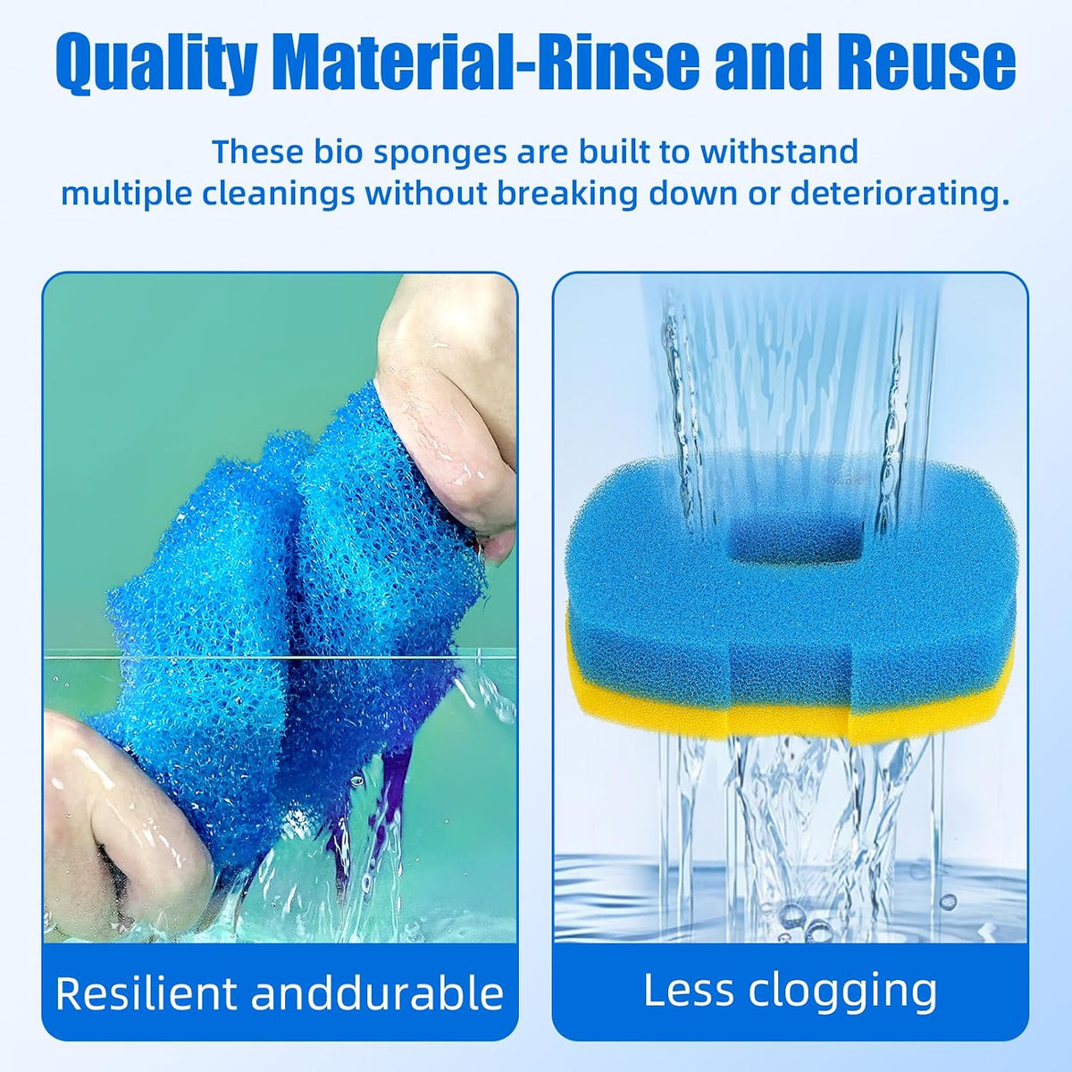 AQUANEAT Replacement Pond Filter Sponge Compatible with Anbull/VIVOHOME 950/1370GPH Pond Filter Pump Aquarium Filter pad for Fish Tank (2pcs)