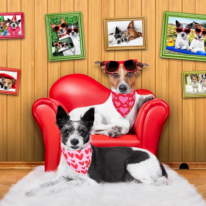 PTDECOR Valentine Dog Bandana, Reversible Valentine Pet Scarf - Image 3
