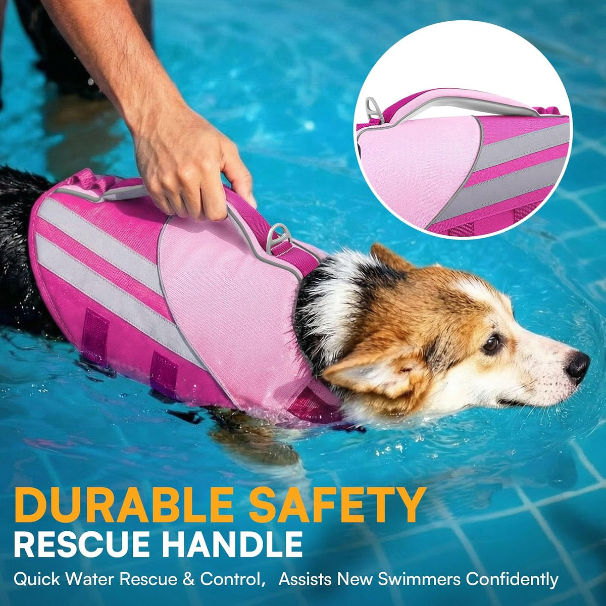 Queenmore Small Dog Life Jacket, Lightweight High Buoyancy Dog Life Vest