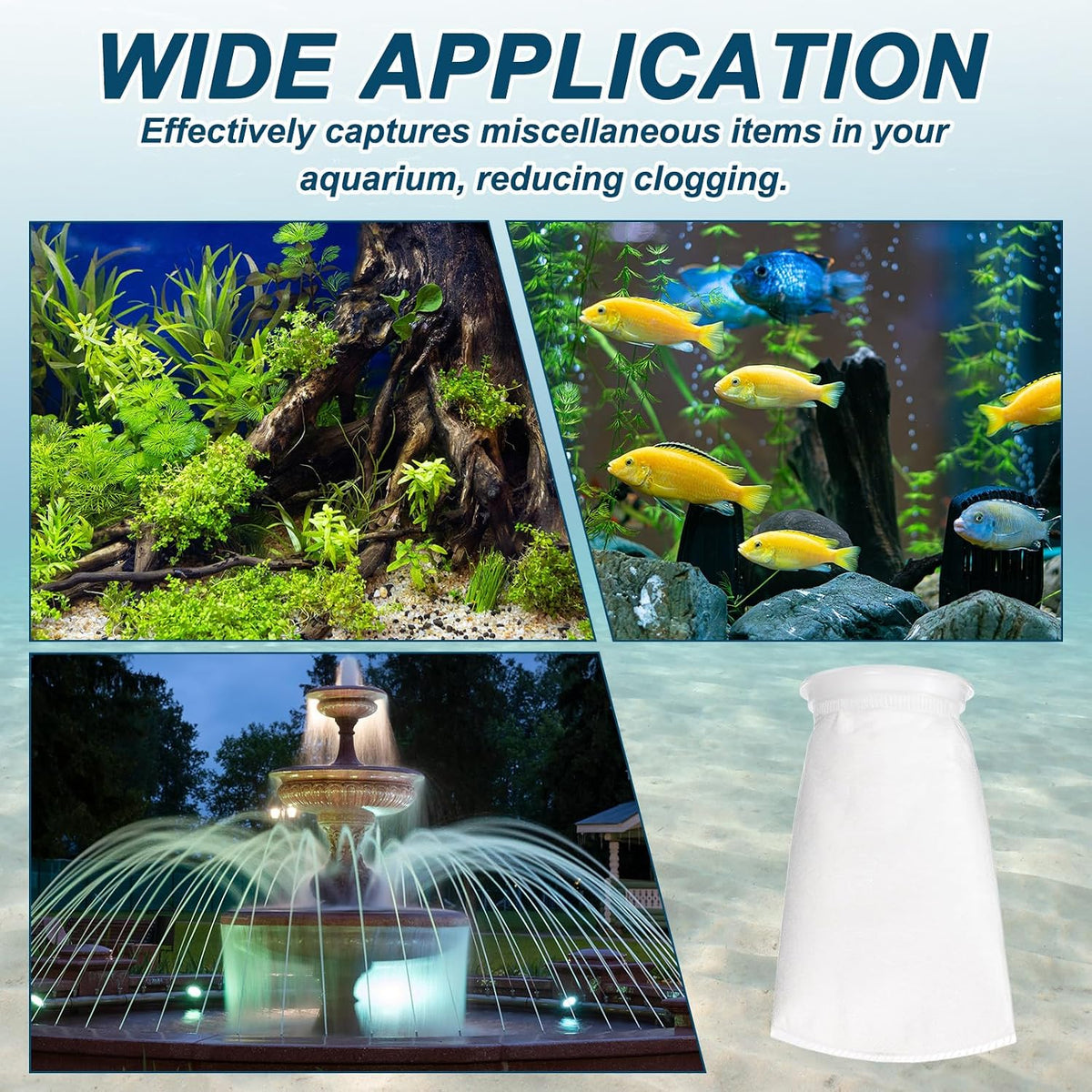 Aquarium Filter Bag Mesh (2Pc 150 Micron 7.1" Ring 31.9" Long)