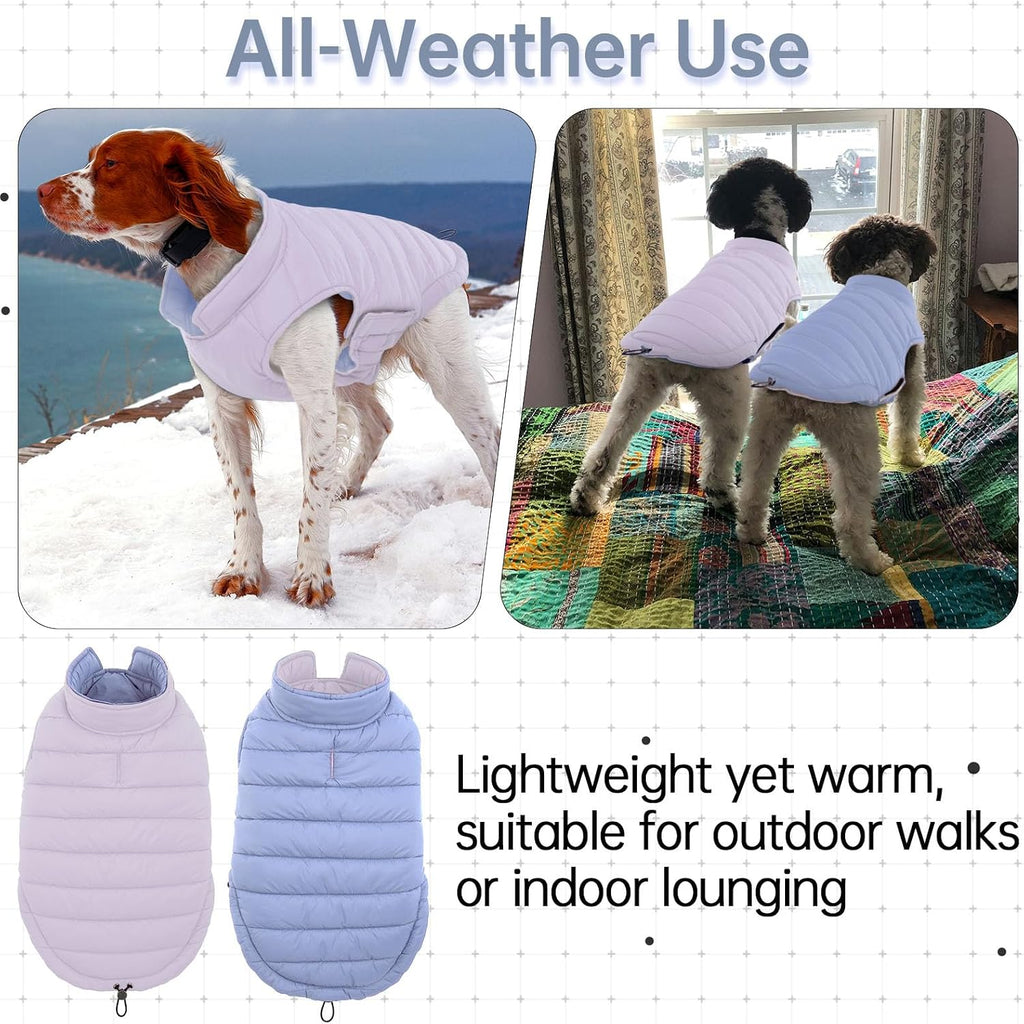 Lelepet Reversible Dog Coat Windproof Dog Puffer Jacket Lightweight Vest