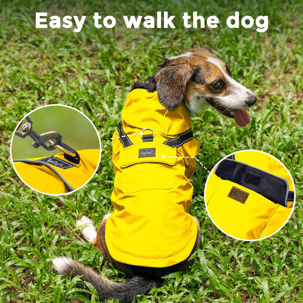 JoyDaog Dog Raincoat with Hood, Waterproof Dog Rain Jacket for Small Dogs