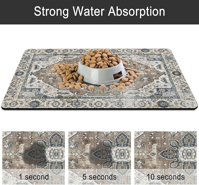2 Pack Dog Food Mats for Floors, Absorbent and Quick-Drying Pet Cat Food Mat - Image 5