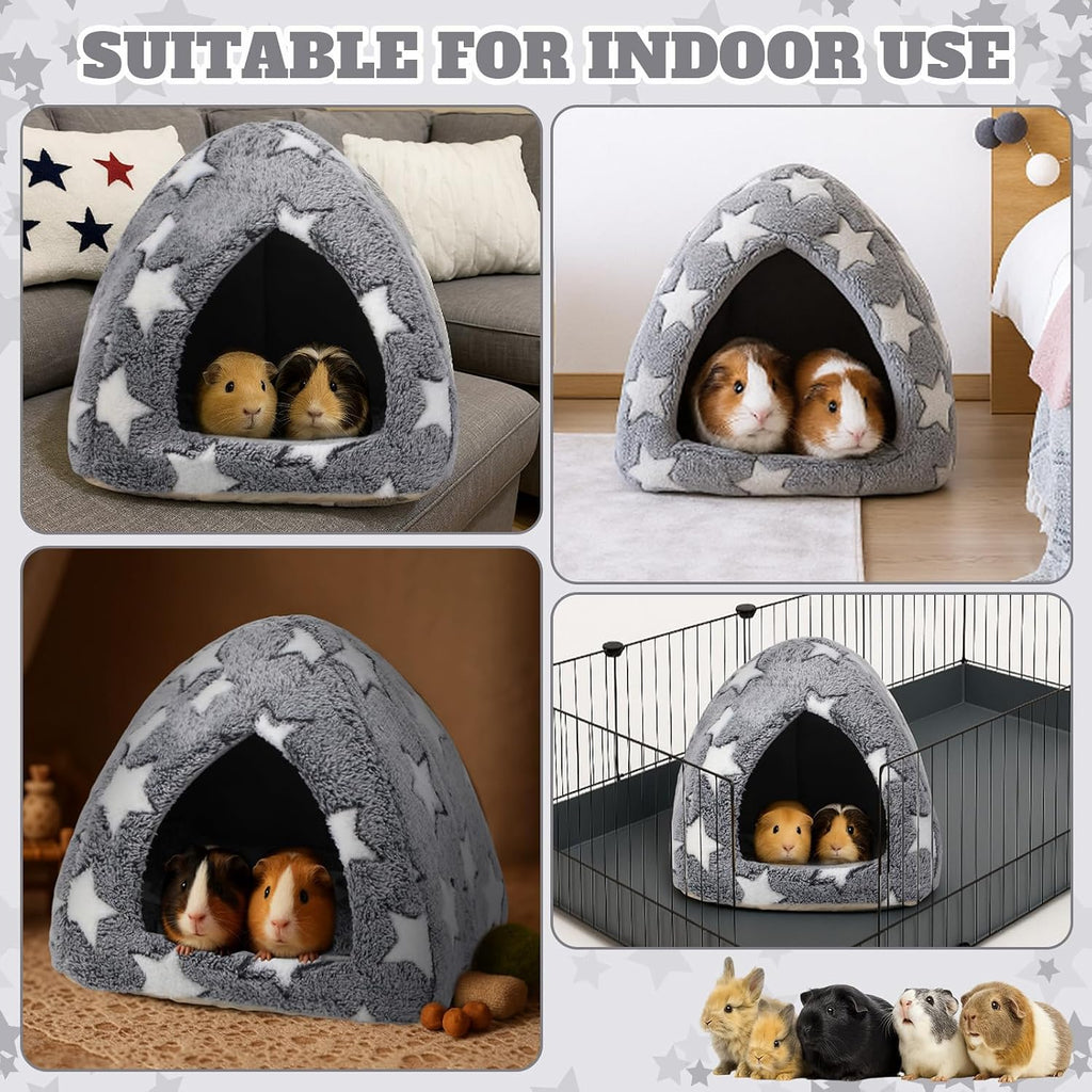 10 x 10 Inch Guinea Pig Hideout Bed with Self Warming Pad, Star