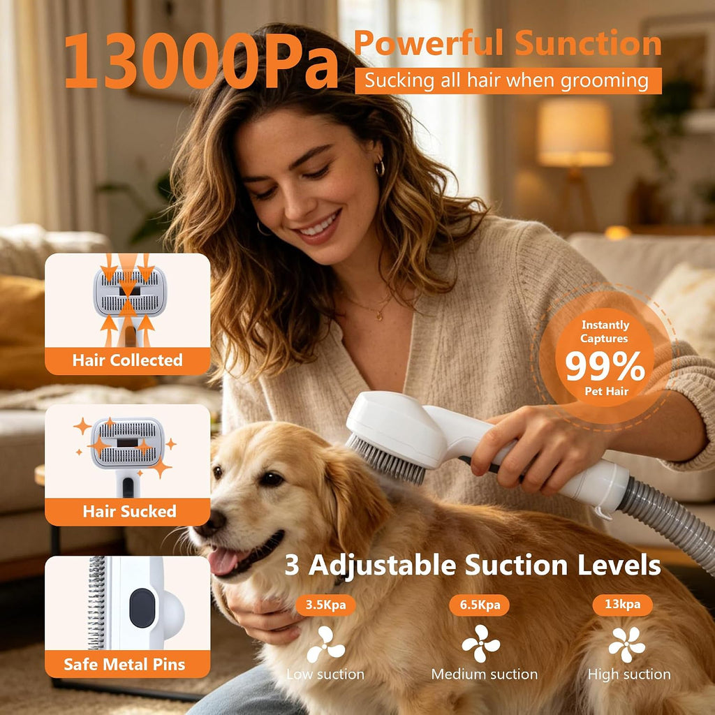 ZYK Dog Grooming Vacuum, All-in-One Professional Pet Grooming Kit (White)