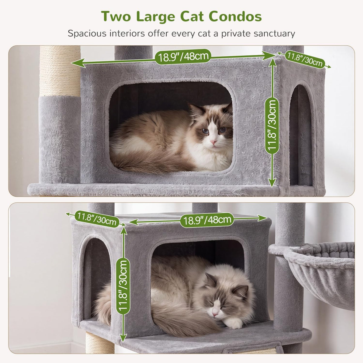 Globlazer 75in Tall Cat Tree Tower for Indoor Cats, F75B, Light Grey