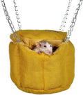 Rat Bed, Sugar Glider Hammock, Rat Bed for Cage, Guinea Pig Hanging Basket Warm Bed, Sugar Glider Pouch Hanging Bed, Small Animals Removable Nest Mat for Hamster, Syrian Hamster (Yellow)