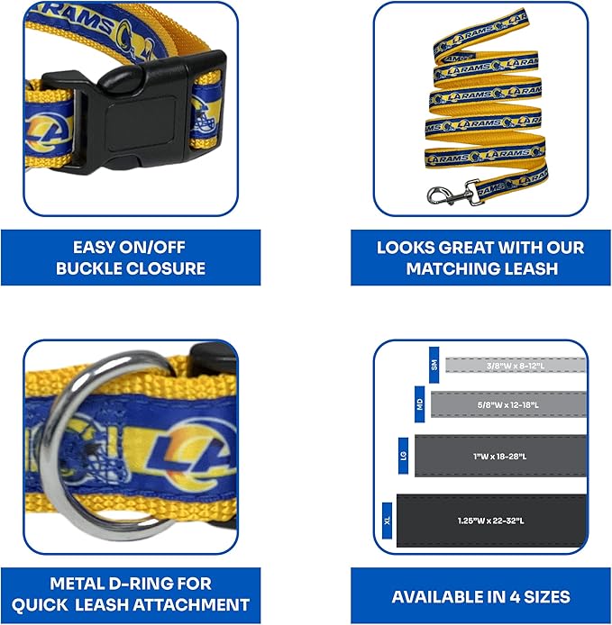 NFL PET Collar Los Angeles Rams Dog Collar, Medium Football Team Collar - Image 6