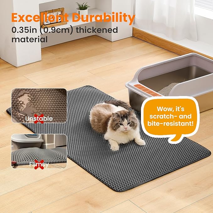 Jumbo Cat Litter Mat, 46x26 Inches Double Layer Honeycomb Litter Trapping Mat - Image 6