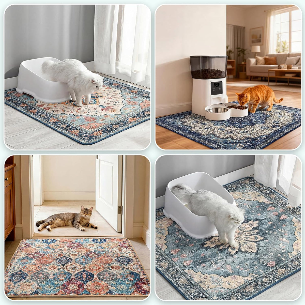 Hompet Cat Litter Mat 2 Pack, 18x28 Machine Washable Trapping Mats for Cats, Super Absorbent & Urine-Proof Cat Litter Box Mat for Floor, Waterproof & Non Slip Kitty Litter Rug