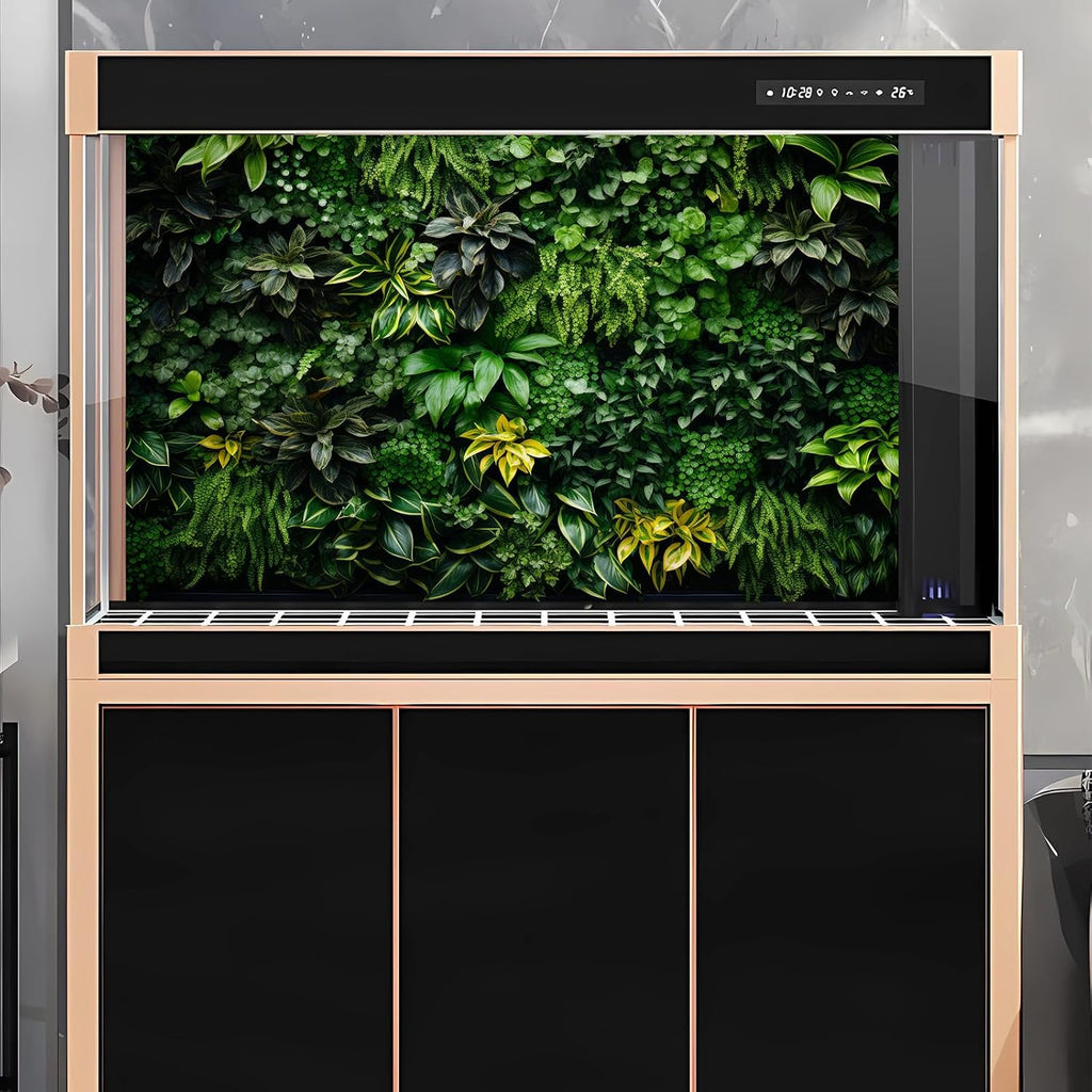 Vertical Garden Aquarium Background Lush Green Tropical Leaves Terrarium Background Living Wall Tropical Green Plants Fish Tank Background Natural Green Leaves Reptile Habitat Background 48x24in