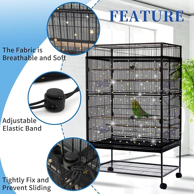 Daoeny Bird Cage Seed Catcher, Large Bird Cage Cover, Adjustable Soft Airy - Image 4