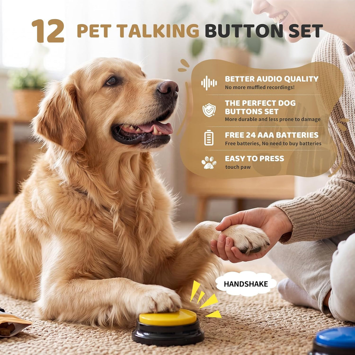 Dog Buttons for Communication, Dog Talking Buttons, 12 HD Pet Train button
