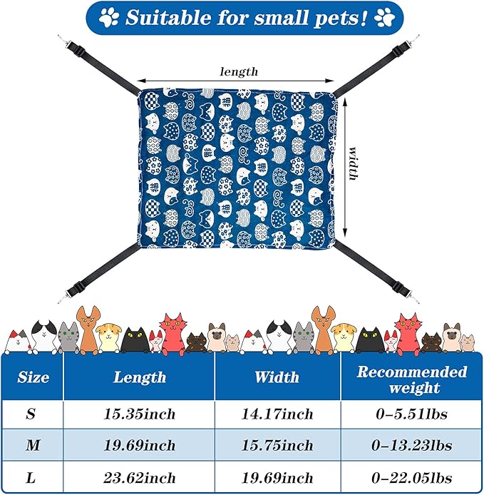 2 Pieces Reversible Cat Hanging Hammock Soft Breathable Pet Cage Hammock - Image 3