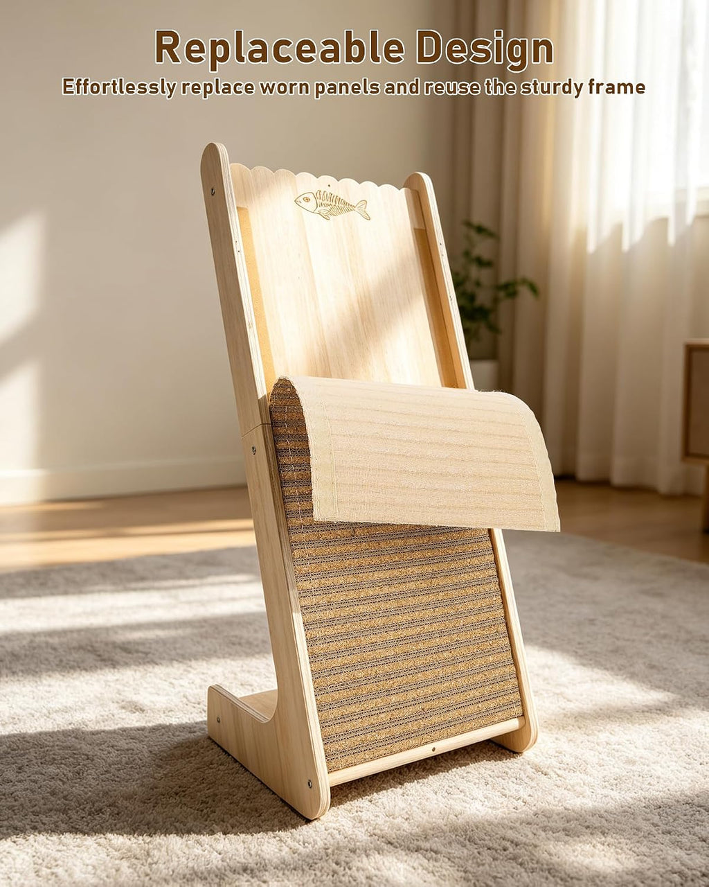 L-Shaped Cork Cat Scratcher, Vertical Scratching Post for Indoor Cats