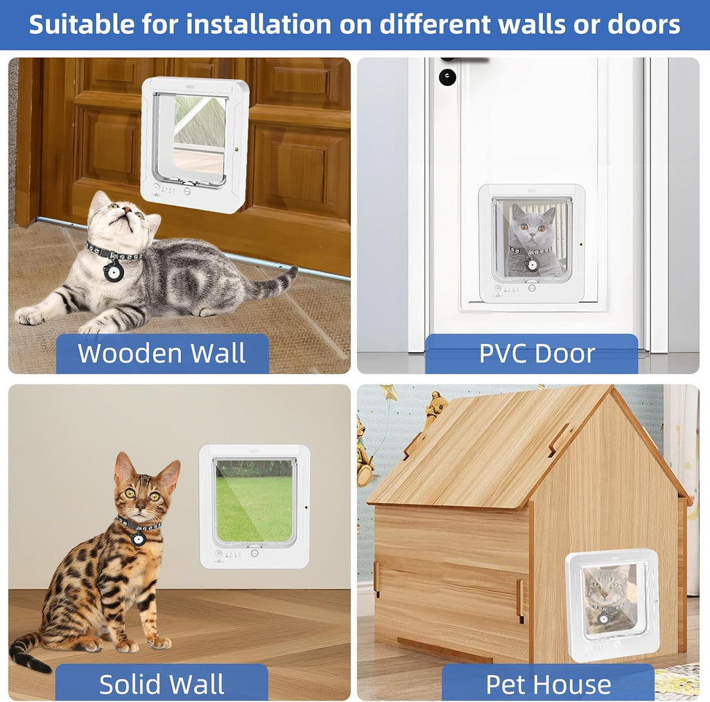 Smart Cat Door with Collar Sensor, Automatic Pet Door with RFID Sensor
