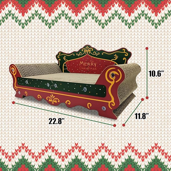 Luxury Cardboard Cat Scratcher Sofa Bed, Couch Shaped Scratching Board - Image 2
