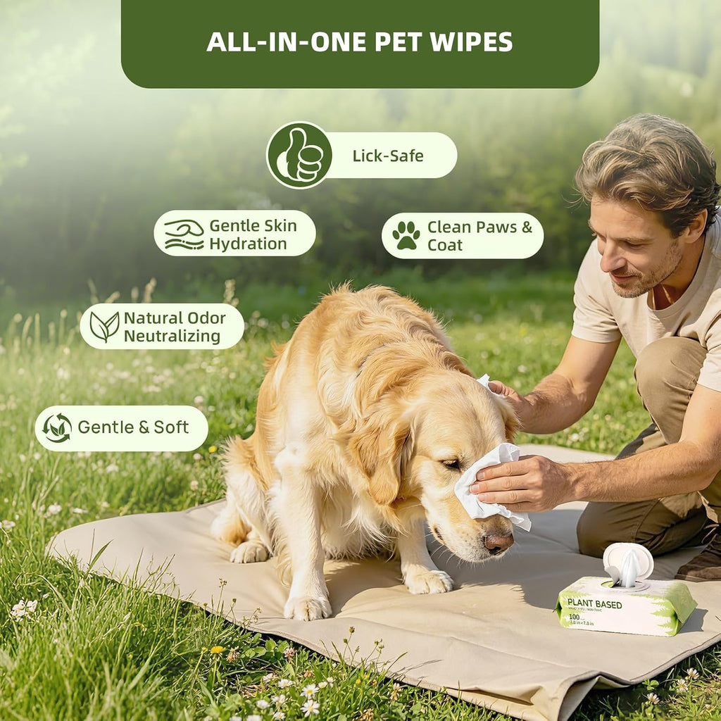 IMMHABI 400 Count Hypoallergenic Dog Wipes, Unscented Plant-Based Pet Wipes