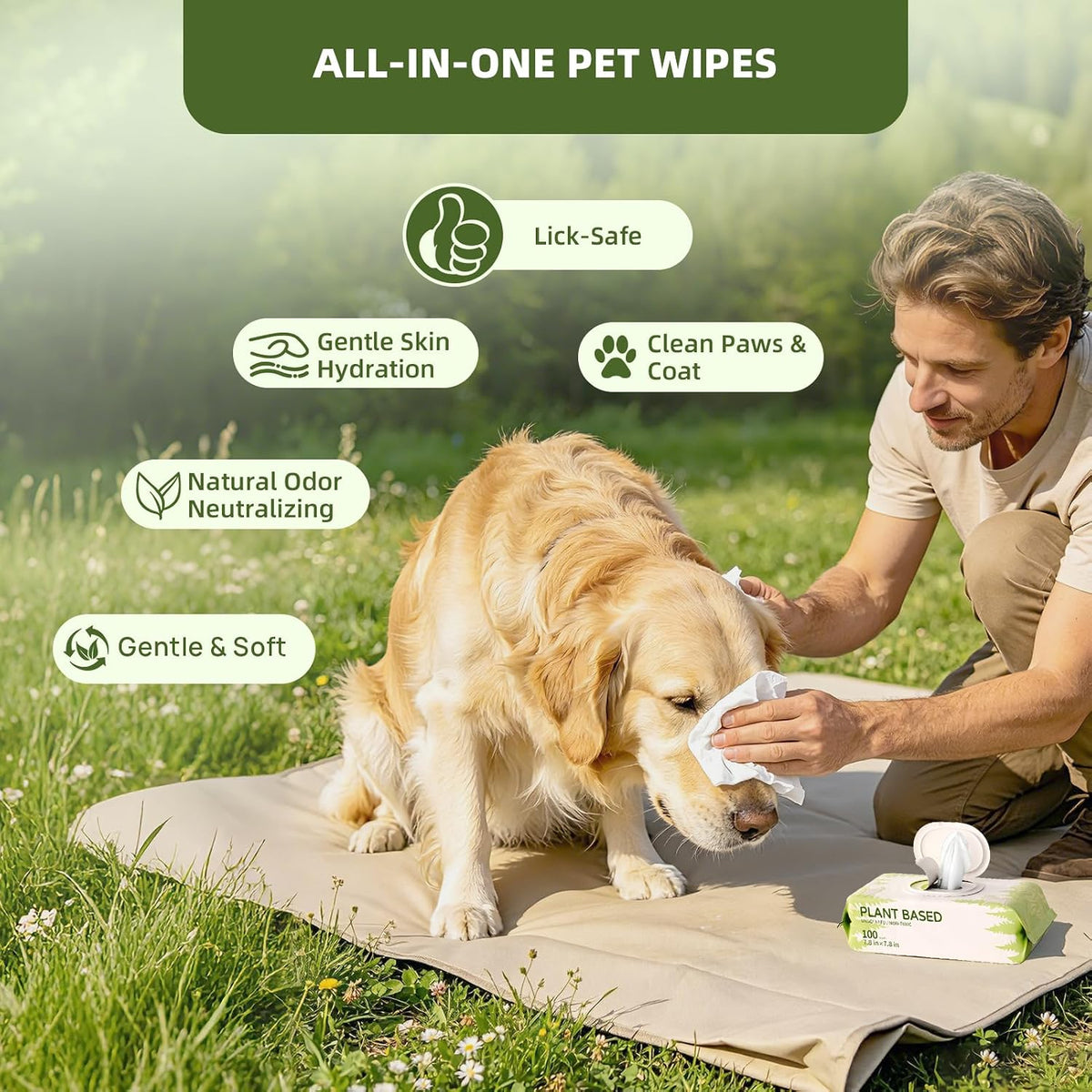 IMMHABI 400 Count Hypoallergenic Dog Wipes, Unscented Plant-Based Pet Wipes