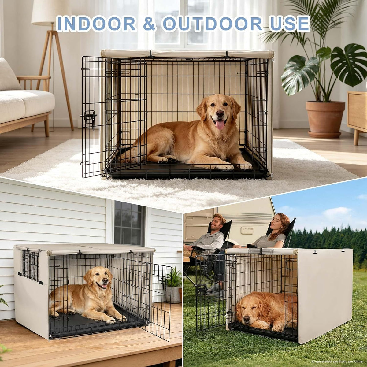 Explore Land Dog Crate Cover, 42 inches, Light Tan