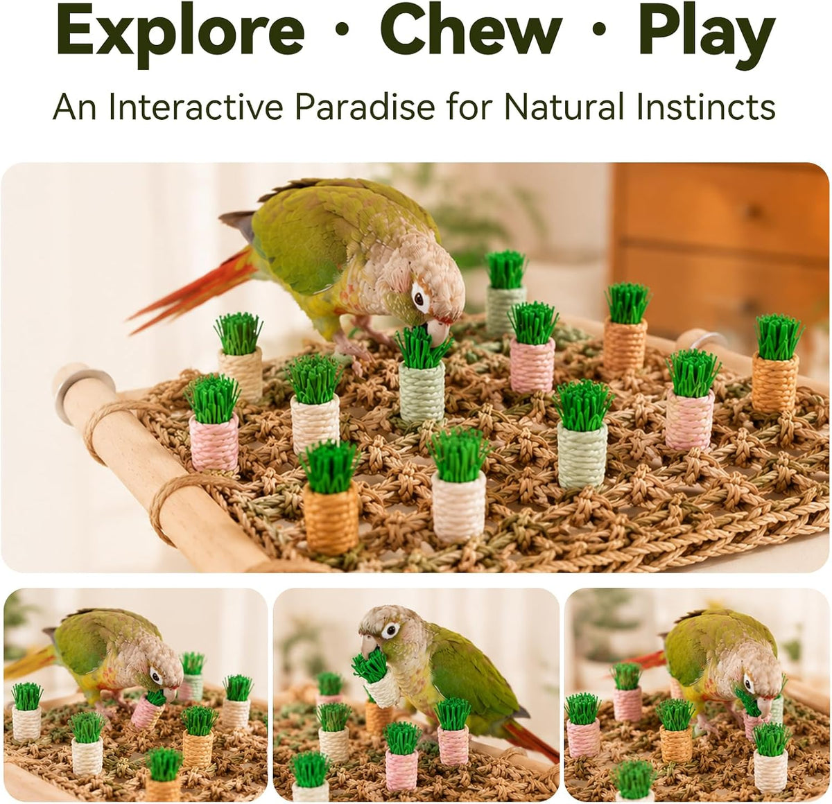 Carrot Woven Climbing Chew Toy Bird Swing Hammock for Parrots