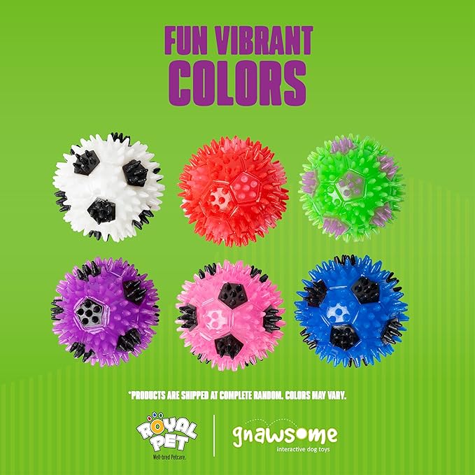 Gnawsome 2.5” Squeak & Light Soccer Ball Dog Toy - Image 6