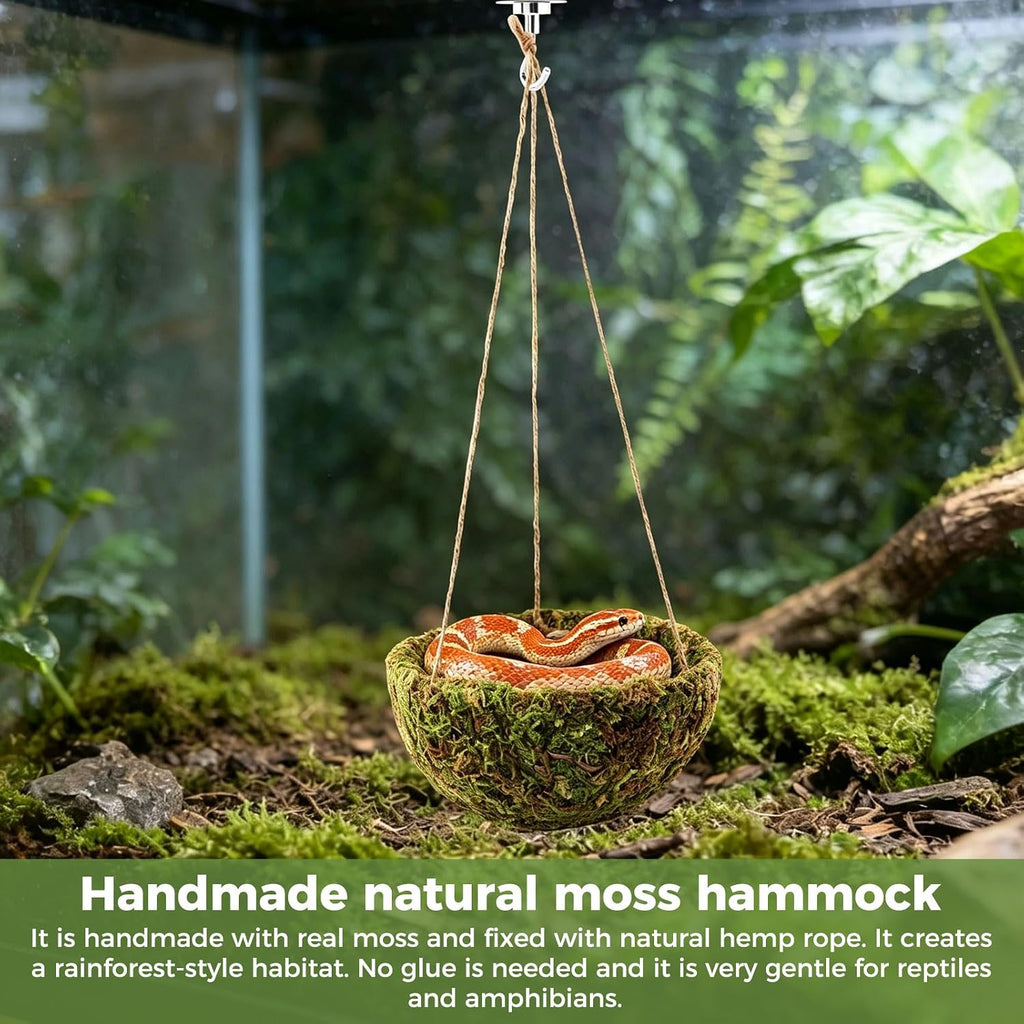 Handmade Crested Gecko Tank Accessories, Hanging Moss Reptile Hideout
