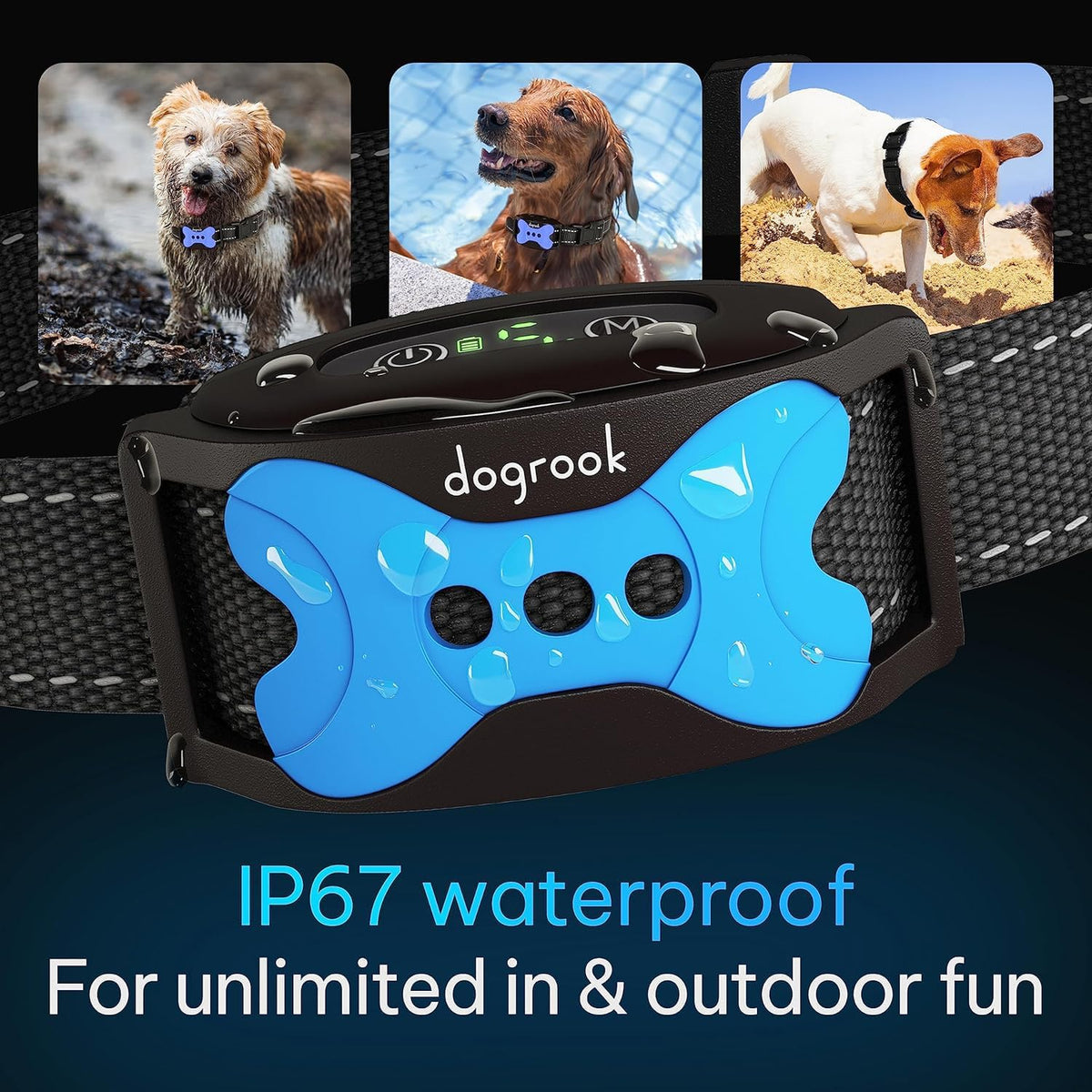 Dogrook Humane No Shock Rechargable Beep & Vibration Bark Collar for Dogs