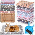 Tudomro 8 Pcs Bunny Guinea Pig Beds with Cleaning Dustpan Brush 14.5"x10.6" Warm Fleece Guinea Pig Pads Small Animal Sleeping Mats Accessories for Rabbit Hamster Squirrel Hedgehog Chinchilla Ferret
