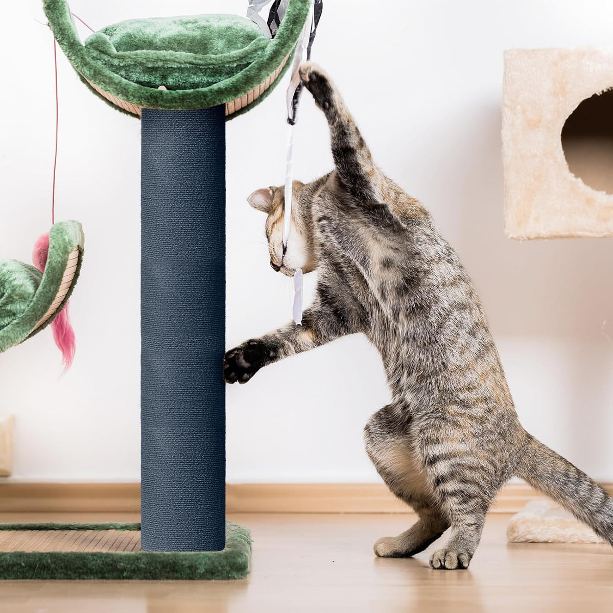 Cat Scratch Furniture Protector Couch Protector from cat Claws Self-Adhesive Carpet remnants Scratching Mat Trimmable DIY Climbing Covering Posts 78.7" x 15.8" Grey