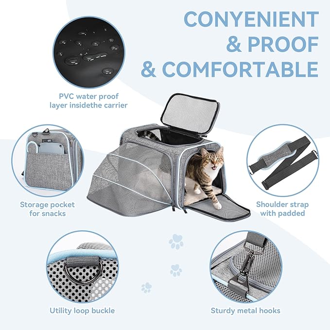 Petsfit Small Cat Carrier Soft Airline Approved Expandable Carrier - Image 6