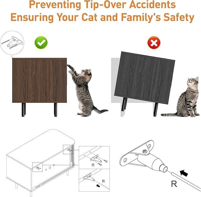 Cat Litter Box Enclosure with Cat Scratch Pad, Sliding Door, 37.4" Litter Box - Image 9